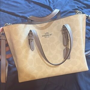 Coach Lavender and White Shoulder Bag with Classic cross strap